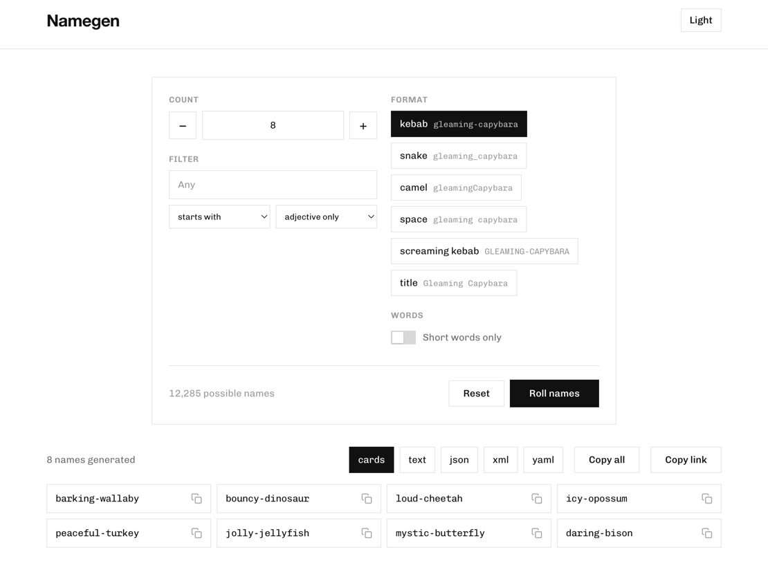 Screenshot of Namegen
